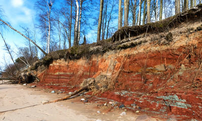 Sea, shore and sand, red clay bank