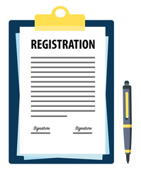 Signed registration document with pen