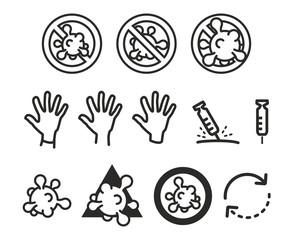 Virus icon set isolated on white background. Covid-19 Coronavirus concept design logo or element set.