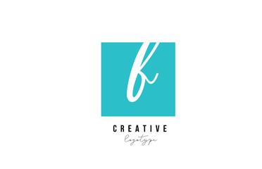 blue F square alphabet letter logo icon design for company and business