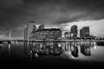 Black and white fine art shot of Salford Quays 