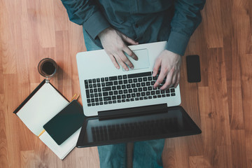 man working from his home