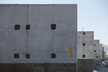technological buildings with number in the territory of an industrial plant. concrete blocks on the territory of the enterprise. production process
