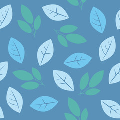 Seamless pattern with leaves or plants in pastel colors, silhouette vector stock illustration with floral texture for printing on textiles