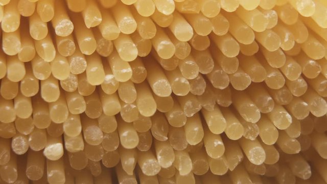 Macro Shot Of Raw Dried Italian Pasta Spaghetti Noodles 