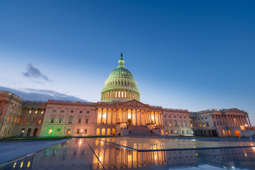 Fototapeta na wymiar The United States Capitol building at night in Washington DC, United States of America 