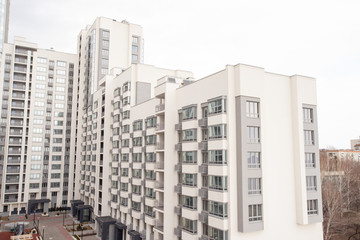 Fototapeta premium Empty multi-storey modern residential building. without people