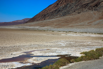 California / USA - August 22, 2015: The salt lake landscape in Death Valley National Park, California, USA