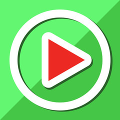 Play Icon, Green Background Red Button