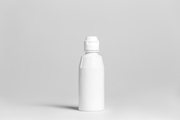 close up of a white bottle on white background with clipping path