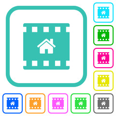 Home movie vivid colored flat icons