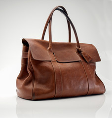 brown leather handbag