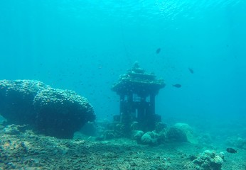 Underwater pavilion in a coral reef at Bali, Indonesia