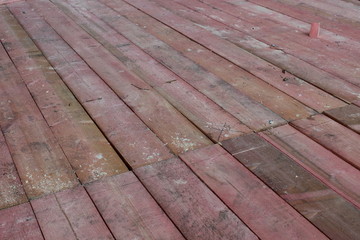 Construction of a wooden subfloor in a house.