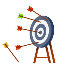 Target for arrows. Business concept several attempts.