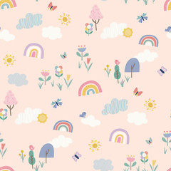 Fun colorful summer weather seamless repeat vector pattern. Great for paper products and stationery such as invitations, notebooks and party items. Would be great for gift and home ware products such