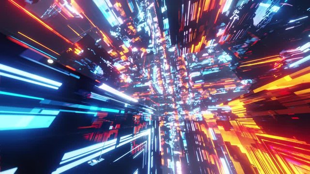 abstract Futuristic city dimension with colourful lights and technology