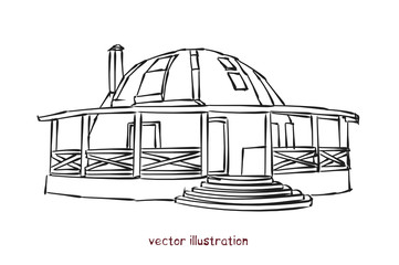 vector sketch of individual spherical domed house