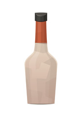 Glass bottle of liquor on white background