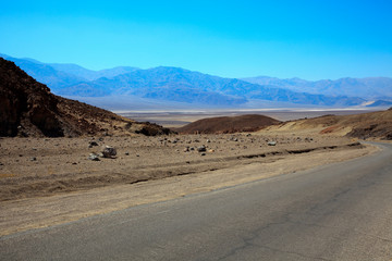 Fototapeta na wymiar California / USA - August 22, 2015: The landscape around artist drive in Death Valley National Park, California, USA