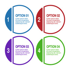Four steps or options infographic template with numbers/ Set of labels