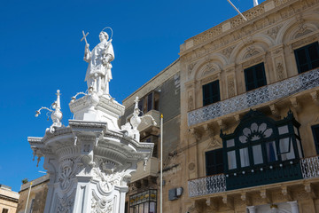 Malta / Malta 09/30/2015.Statue of Saint Lawrence in the city of Birgu, Malta