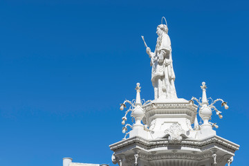 Fototapeta na wymiar Malta / Malta 09/30/2015.Statue of Saint Lawrence in the city of Birgu, Malta