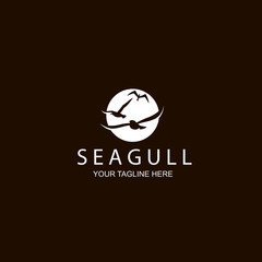 Obraz premium white icon of seagulls isolated on black background