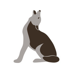 wolf howling, vector illustration, flat style