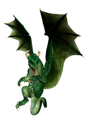 3D Rendering Fairy Tale Dragon on White