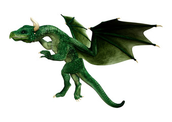 3D Rendering Fairy Tale Dragon on White