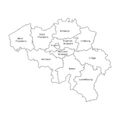 Fototapeta na wymiar Vector illustration of administrative division map of Belgium. Vector map..