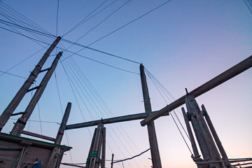 Trabucco, ancient wooden structure of the fishermen of the lower Adriatic Sea in the Gargano in...
