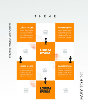 modern social media post feed, Yelow, retro, instagram feed, instagram template, instagram frame, minimalist.