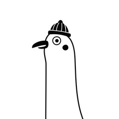 Vector illustration with seagull doodle style bird