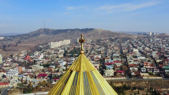 Holy Trinity Cathedral of Tbilisi Georgia or Цминда Самеба, closer look the Christian cross