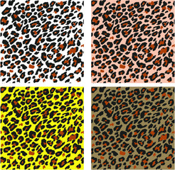 Different colored leopard fur pattern design, pardus and panthera vector illustration background. Object