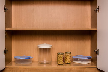 Fototapeta na wymiar Little storage in kitchen pantry for covid-19 quarantine