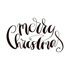 Merry Christmas Phrase Isolated On A White Background Hand Drawn Illustration	