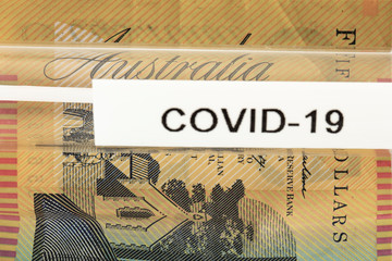 concept of crisis caused by the pandemic coronavirus, Australian dollar