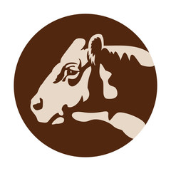 Cow head logo or icon, farm domestic animal.