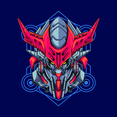 
Vector illustration, Mecha head with sacred geometry pattern

