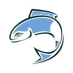 Fish Logo design vector template. Round sign.