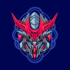 
Vector illustration, Mecha head with sacred geometry pattern
