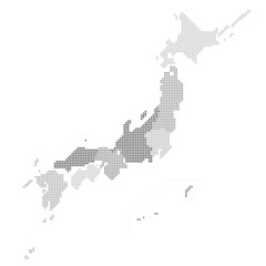 Obraz na płótnie Canvas 日本地図, ドットマップ, 地方別, 県別, 北方領土