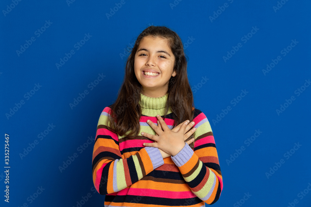 Sticker Preteen girl with striped jersey