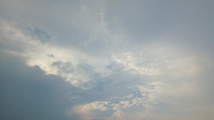Gray sky with sunlight Evening sky
