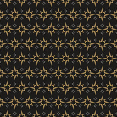 Seamless pattern with stars on a black background. Texture design: textiles, seamless wallpaper, wrapping paper. Vector art.
