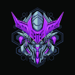 
Vector illustration, Mecha head with sacred geometry pattern
