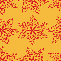 seamless floral pattern in damask / baroque style. beautiful design in yellow and red pattern.
